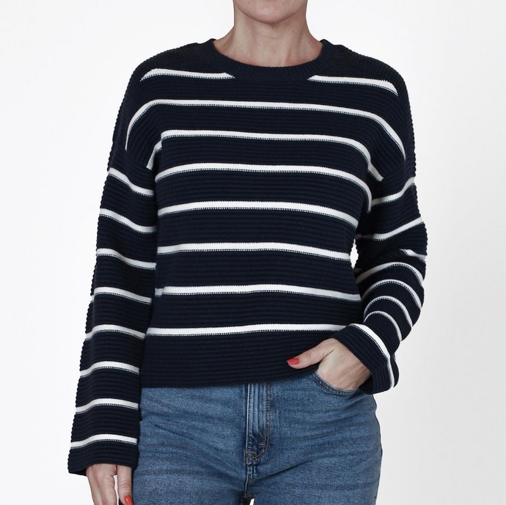 Devoted Striped Navy and White Sweater XL